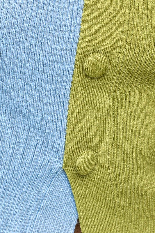 Luxe Color Block Cropped Sweater Tank