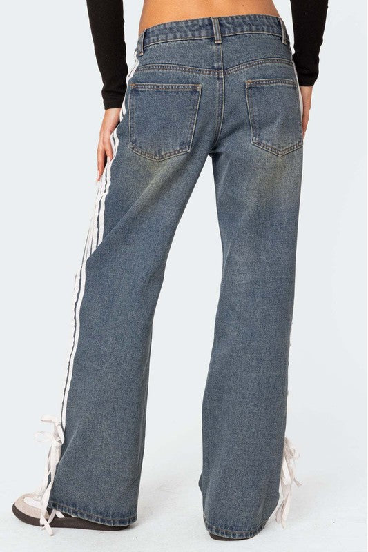 Blue Downtown Casual Style Denim Pants