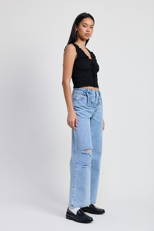 Elevated Edge Layered Straight Leg Denim