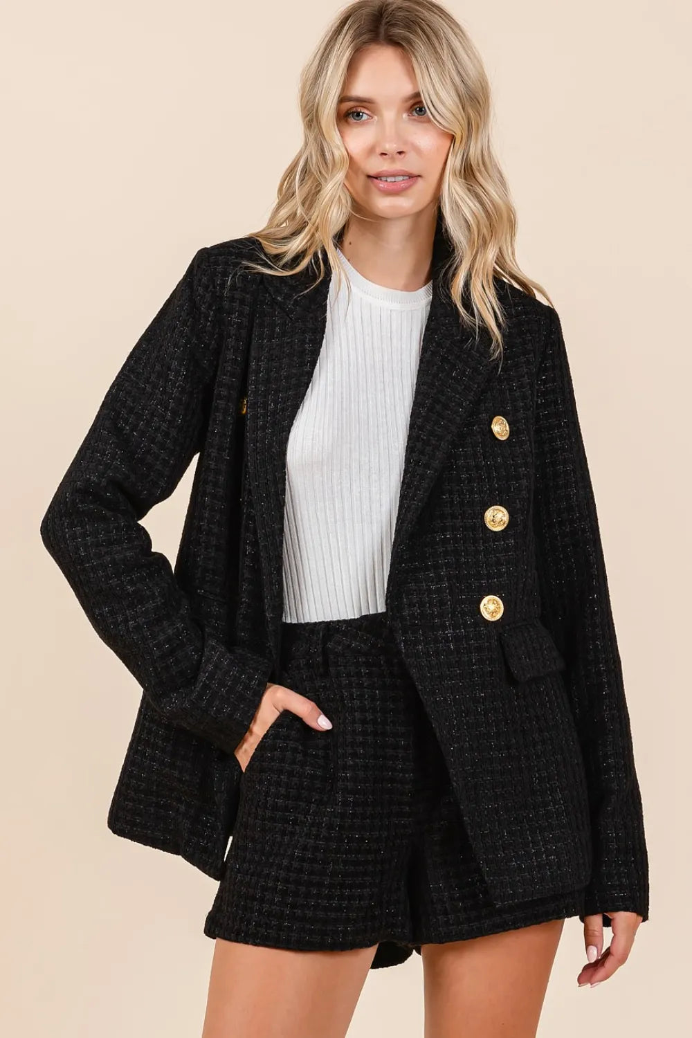 Luxe Tweed Blazer Shorts Set