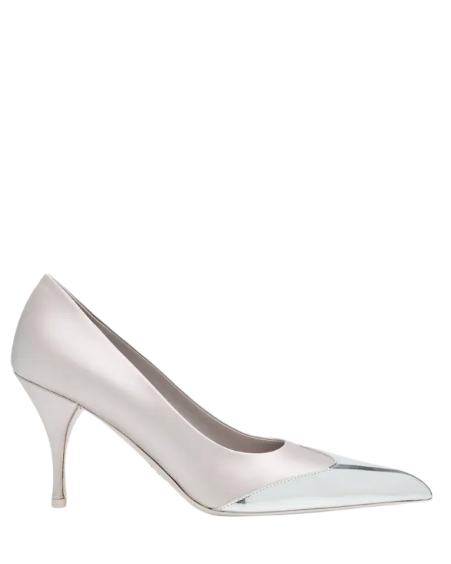 Prada Satin Metallic Leather Cap Toe Pumps