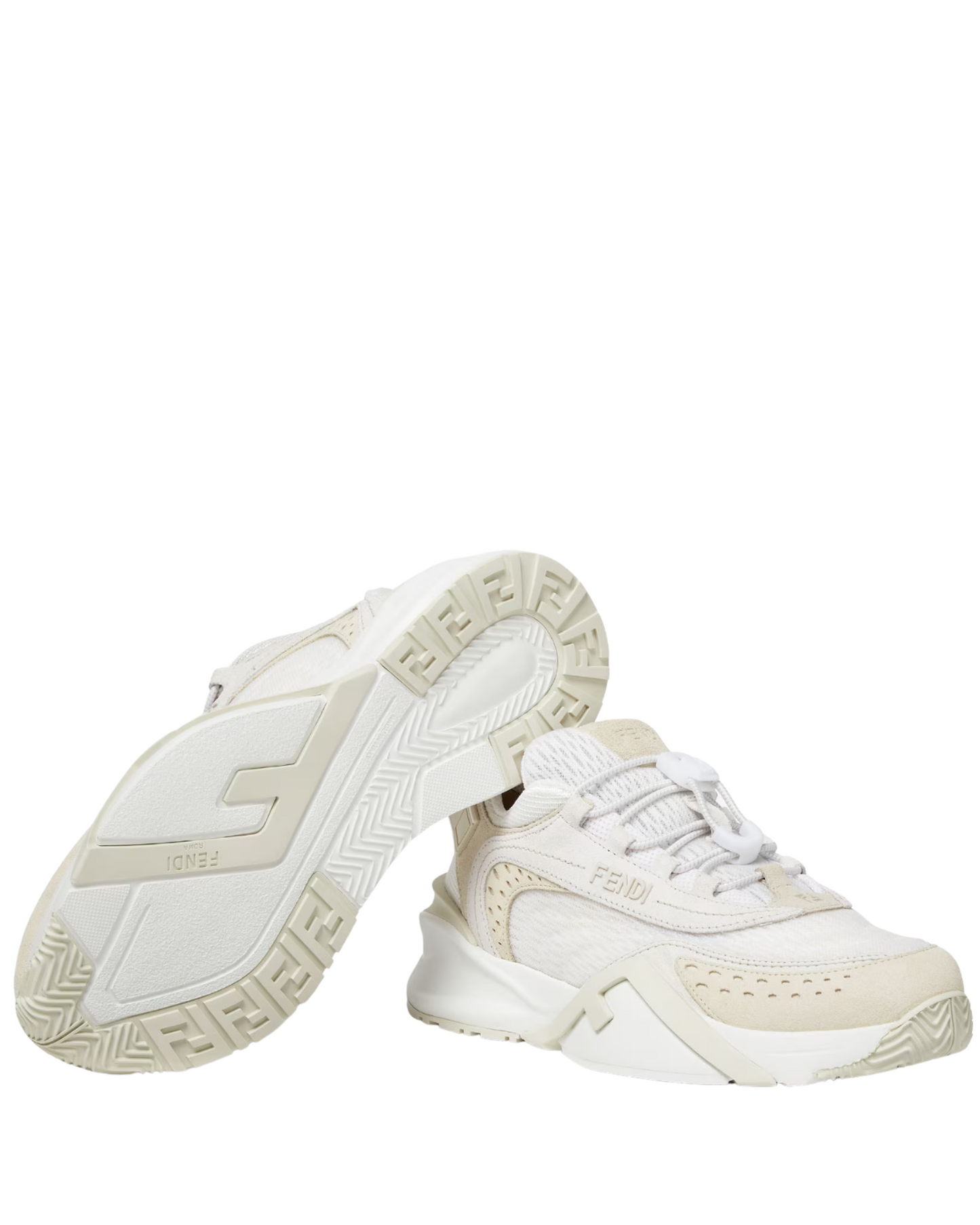 Fendi Flow White mesh and Suede Low Tops
