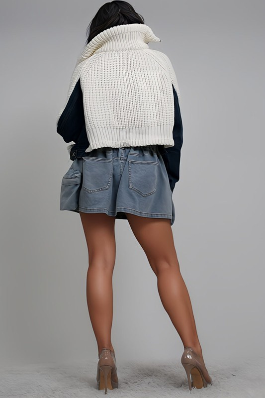 Mixed Media Knit & Denim Jacket