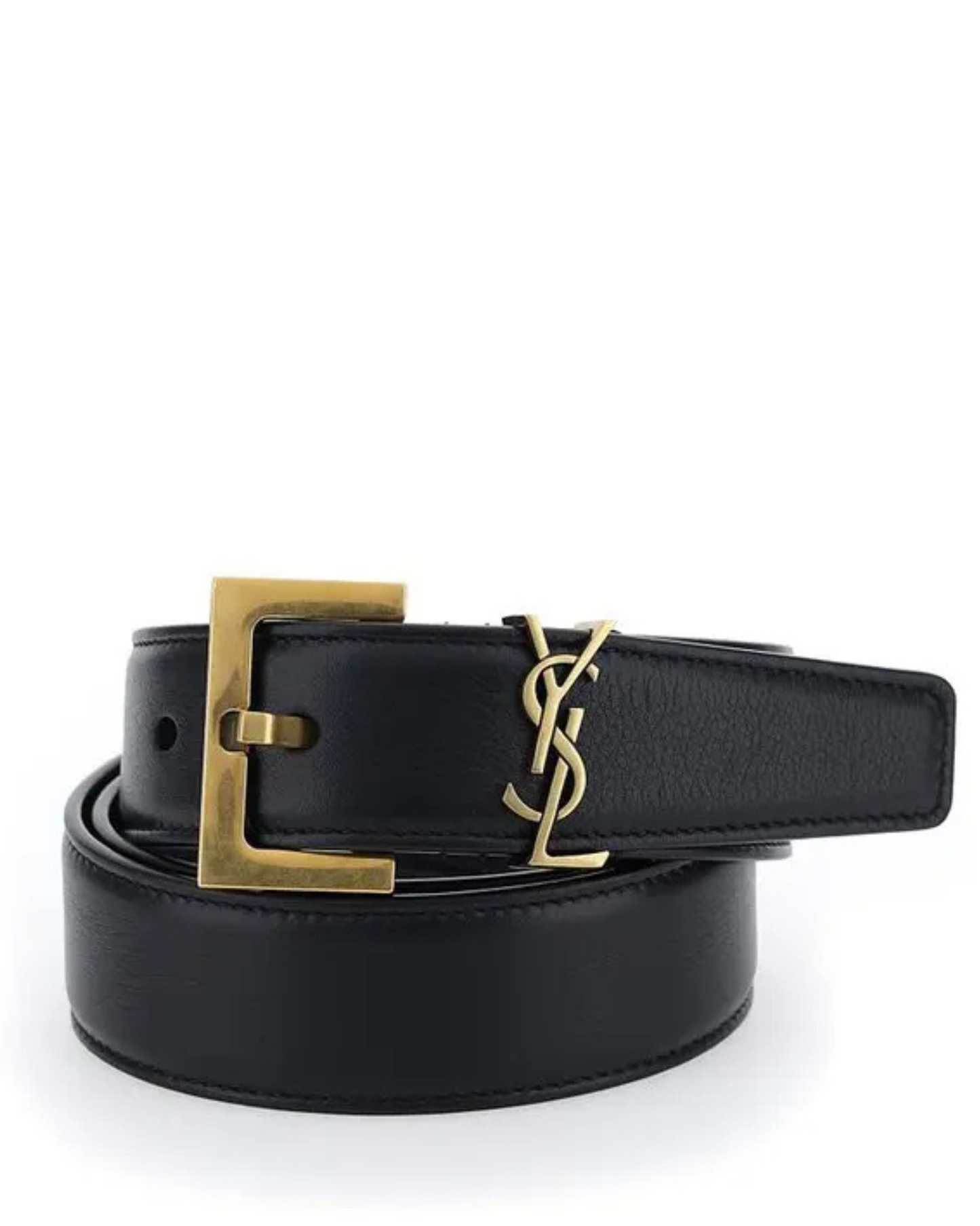 Saint Laurent Cassandre Thin Belt In Leather