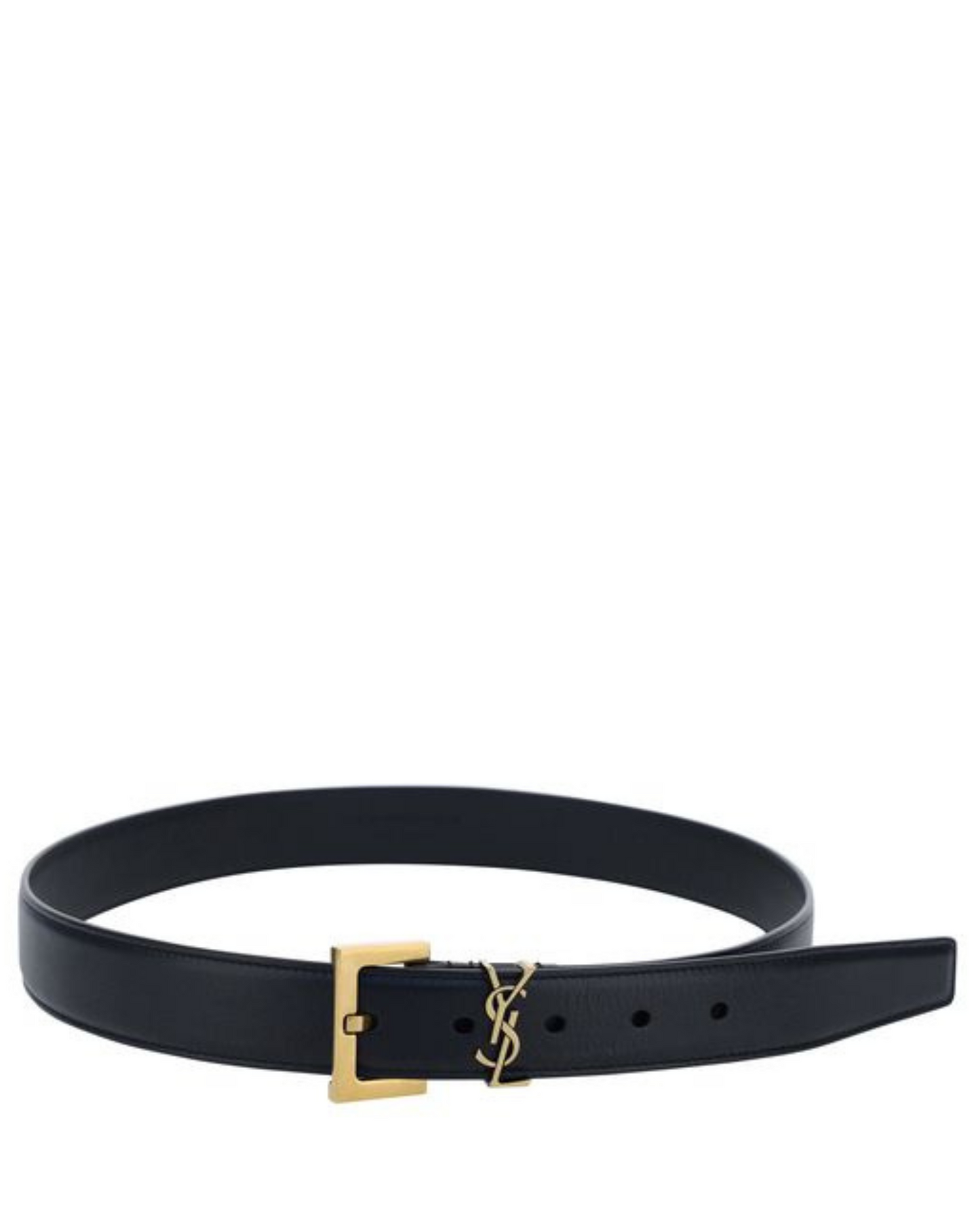 Saint Laurent Cassandre Thin Belt In Leather
