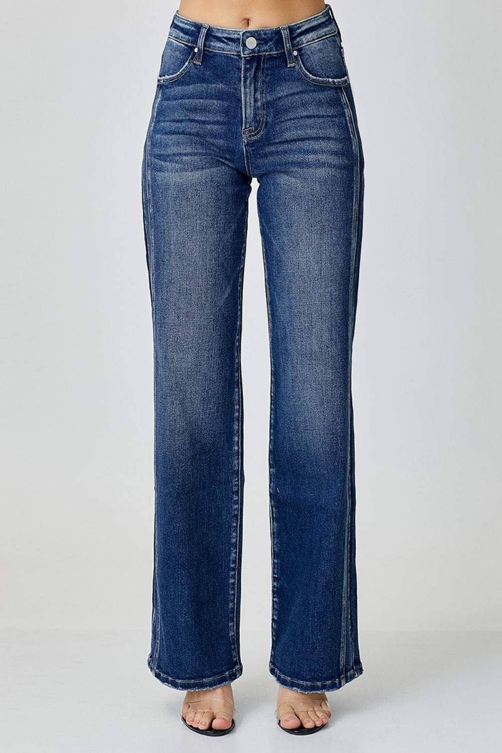 Mid Rise Straight Jeans