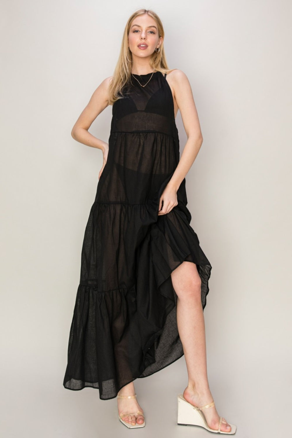 Halter Neck Cover Up Maxi Dress