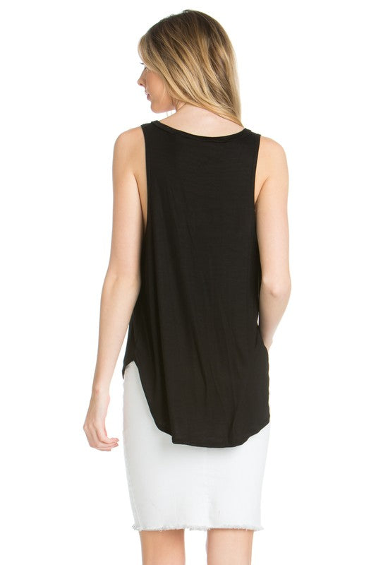 High-Low V-Neck Open Side Tank Top