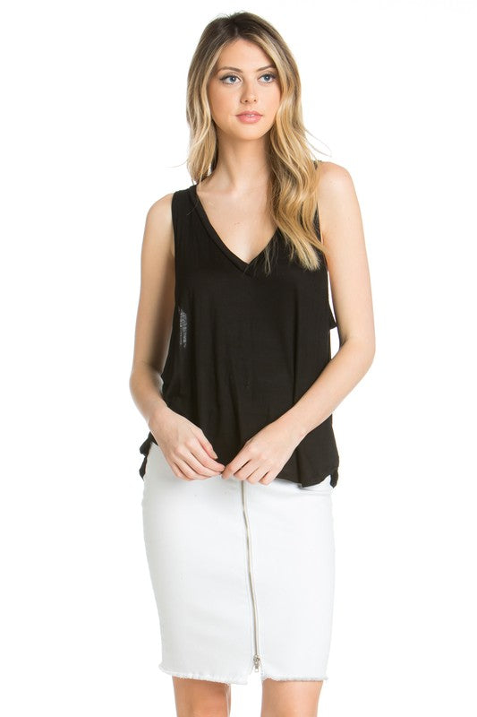 High-Low V-Neck Open Side Tank Top