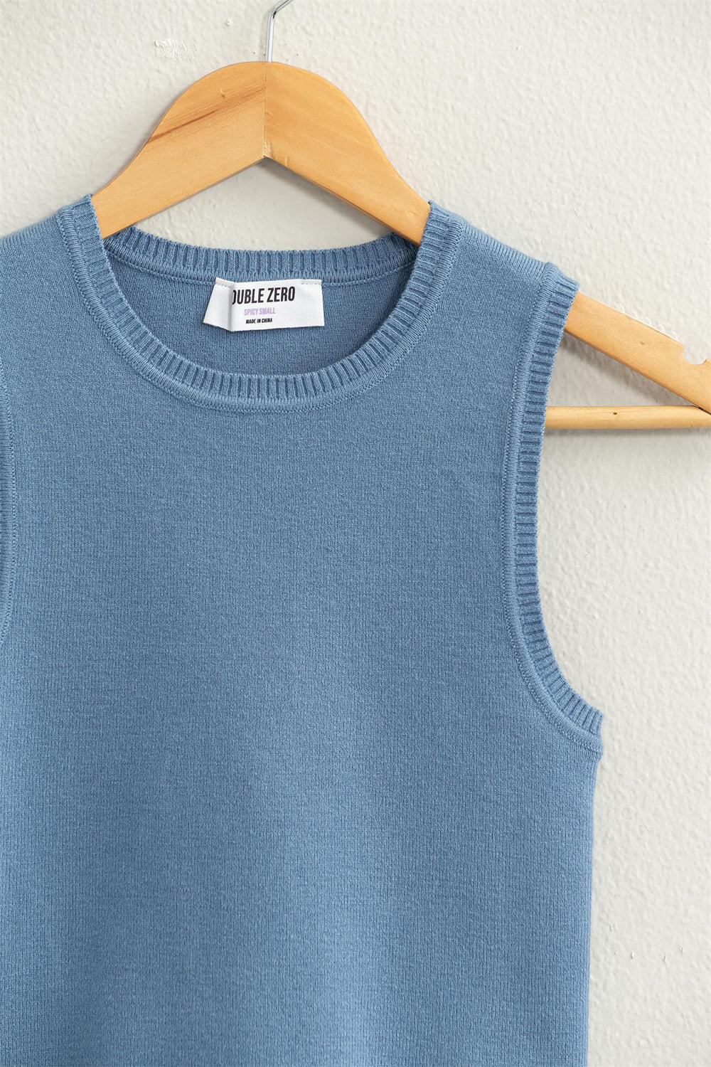 To the Basics Ribbed Knit Cropped Tank Blue