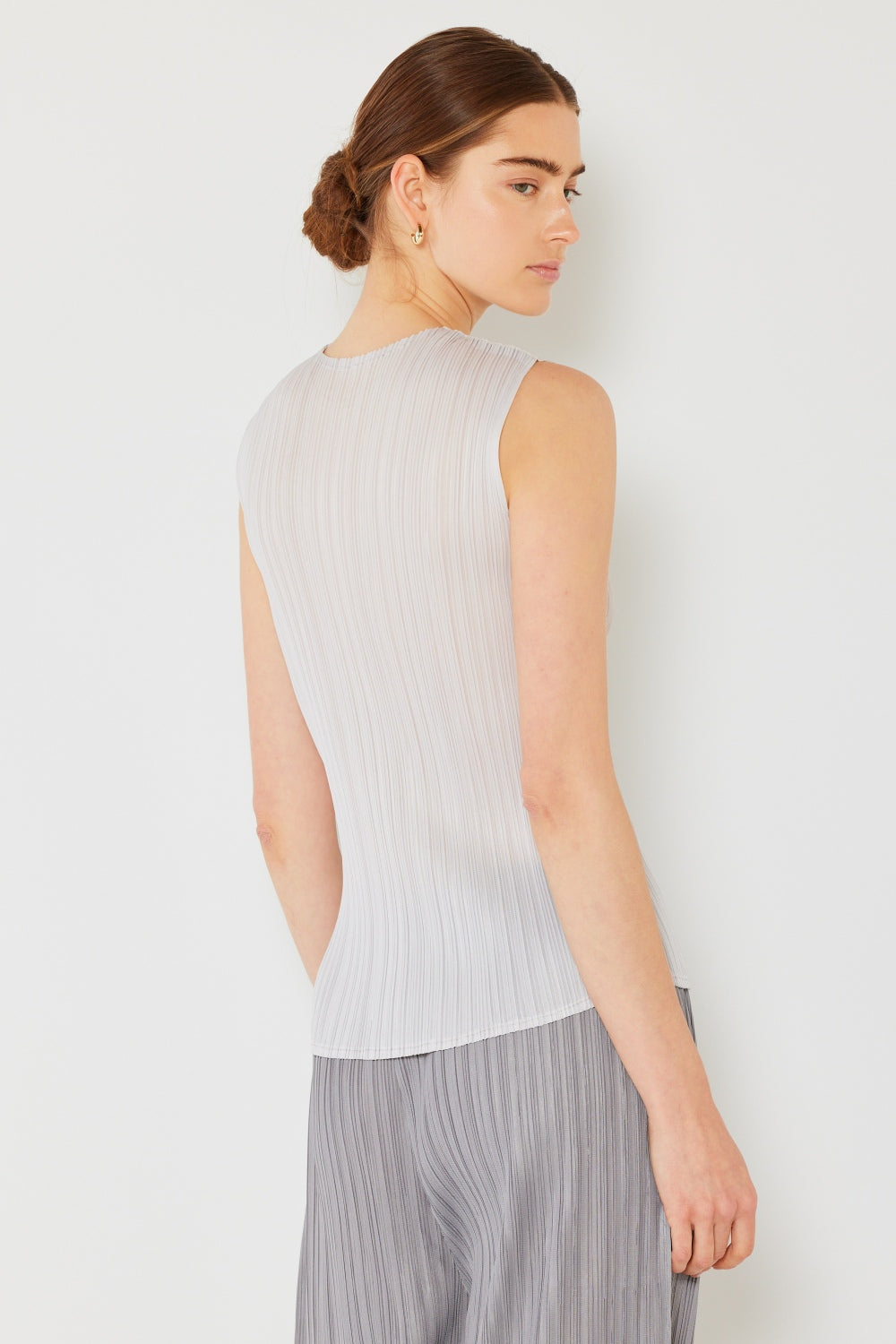 Marina West  Pleated Sleeveless Crewneck Tank