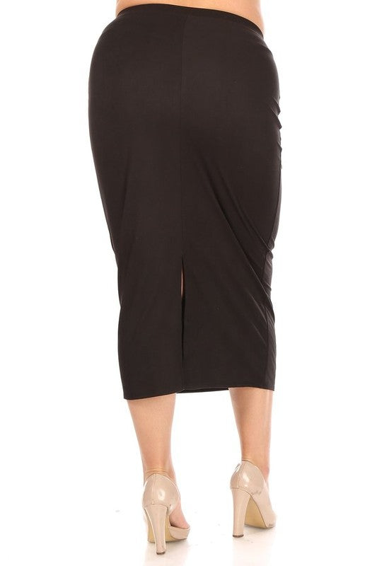 Solid Midi Skirt in a Pencil Silhouette