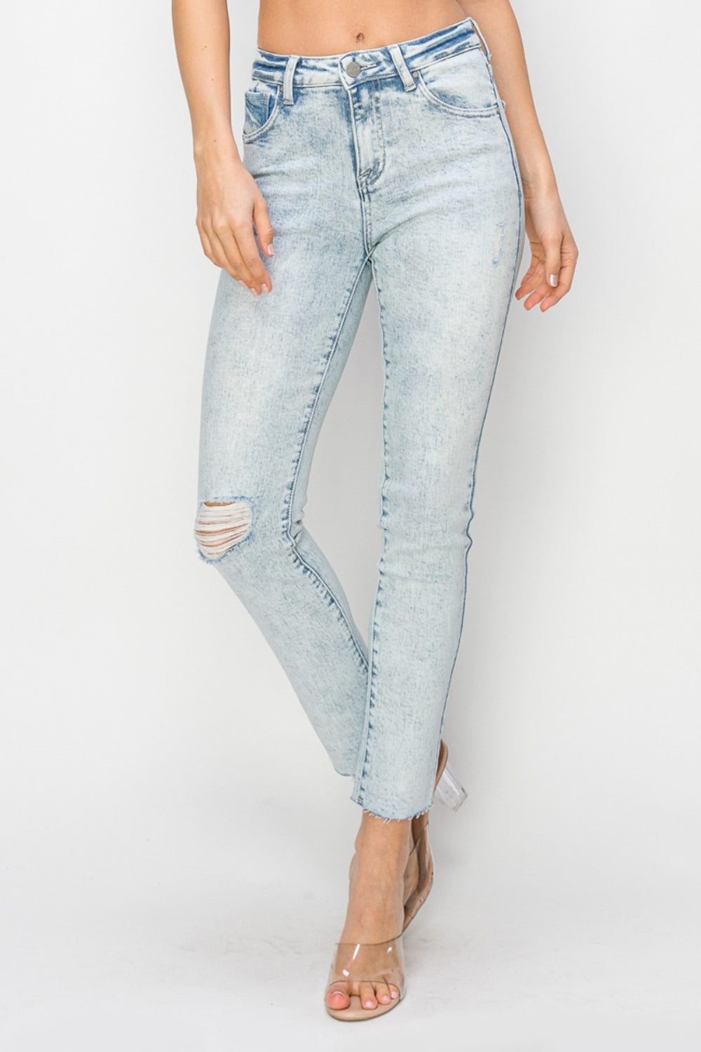 Light High Rise Distressed Skinny Jeans