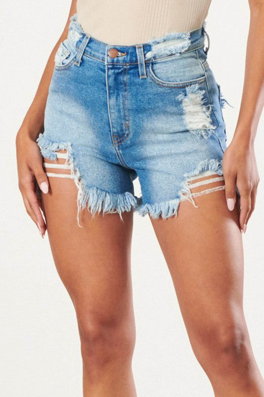 Distressed Vintage Wash Denim Short