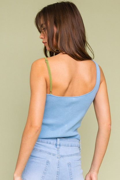 Luxe Color Block Cropped Sweater Tank