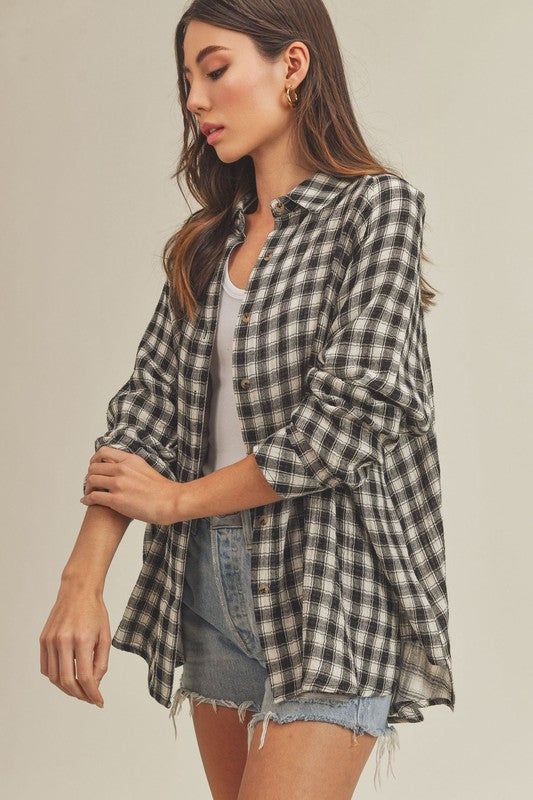 Heidy Oversized Button-Down Shirt with Chest Pockets