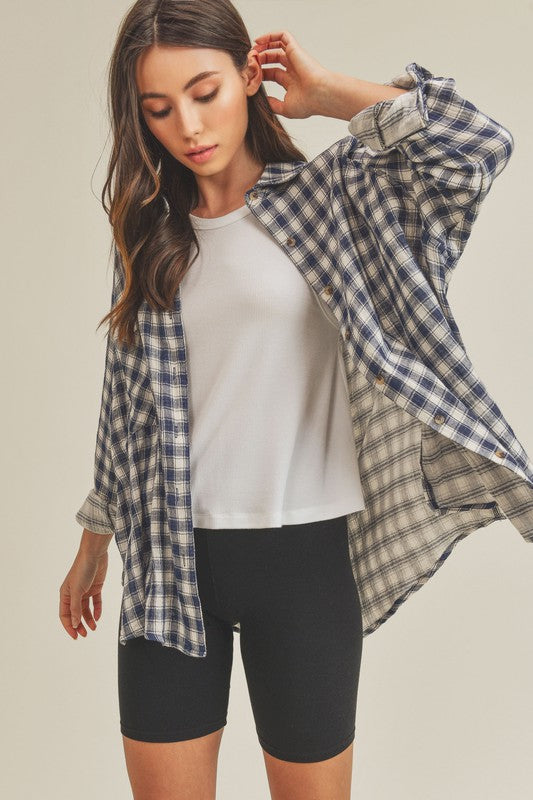 Heidy Oversized Button-Down Shirt with Chest Pockets