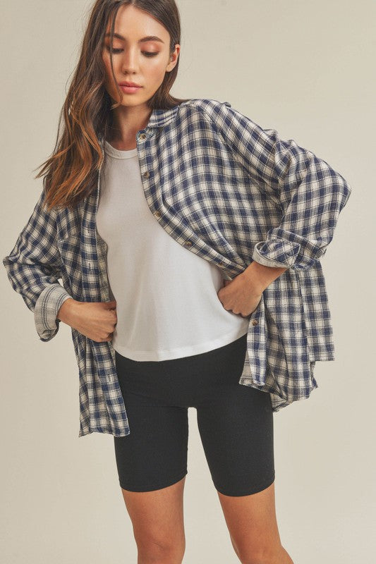 Heidy Oversized Button-Down Shirt with Chest Pockets