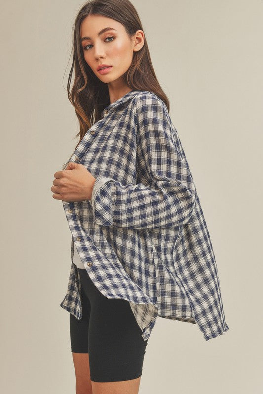 Heidy Oversized Button-Down Shirt with Chest Pockets