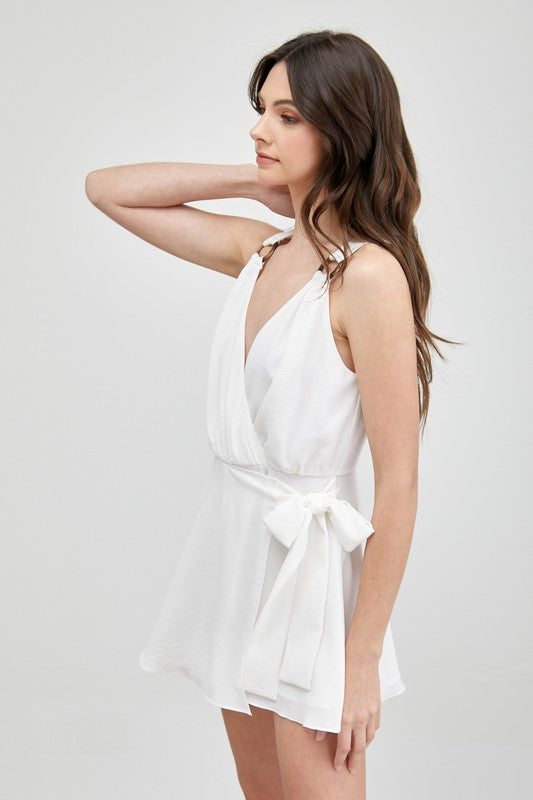 Trim Detail Side Tie Romper