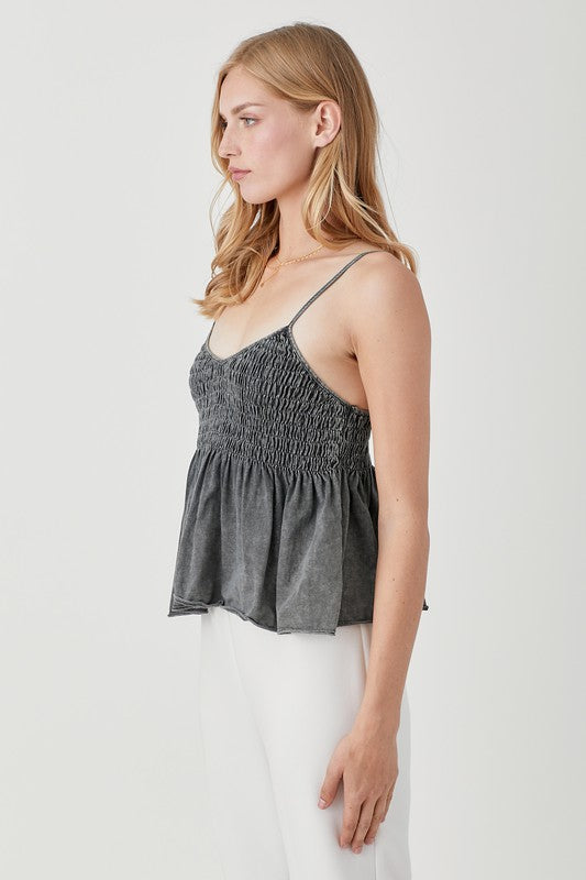 Smocked Flare Bottom Knit Cami Top