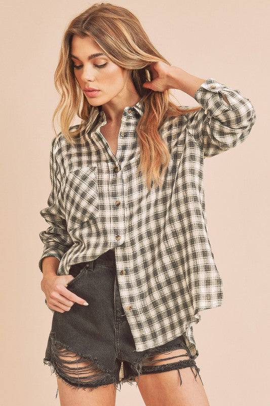 Heidy Oversized Button-Down Shirt with Chest Pockets