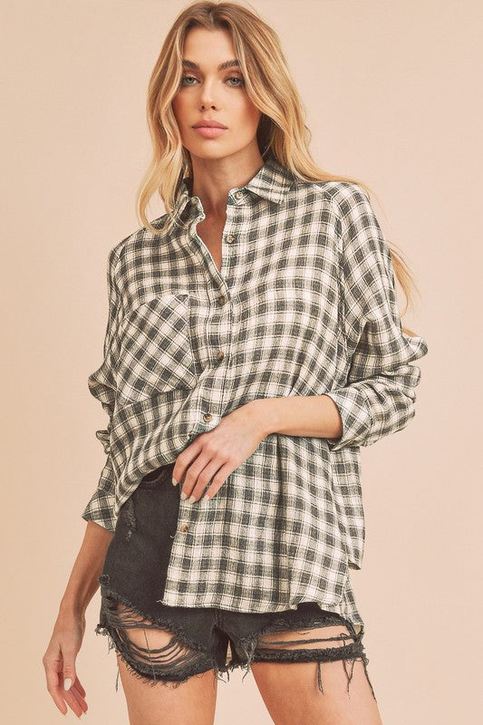 Heidy Oversized Button-Down Shirt with Chest Pockets