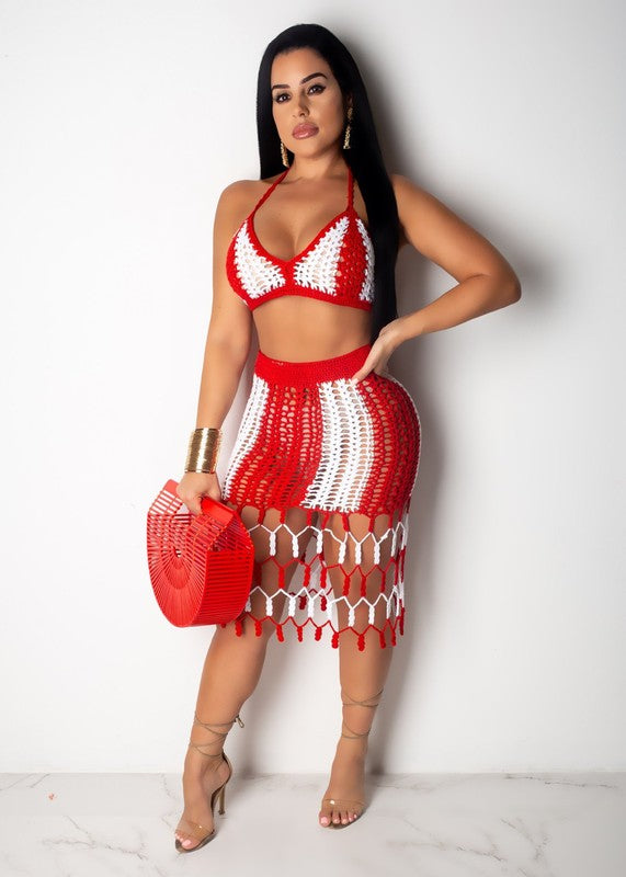 Tidal Wave Crochet Two Piece Beach Set