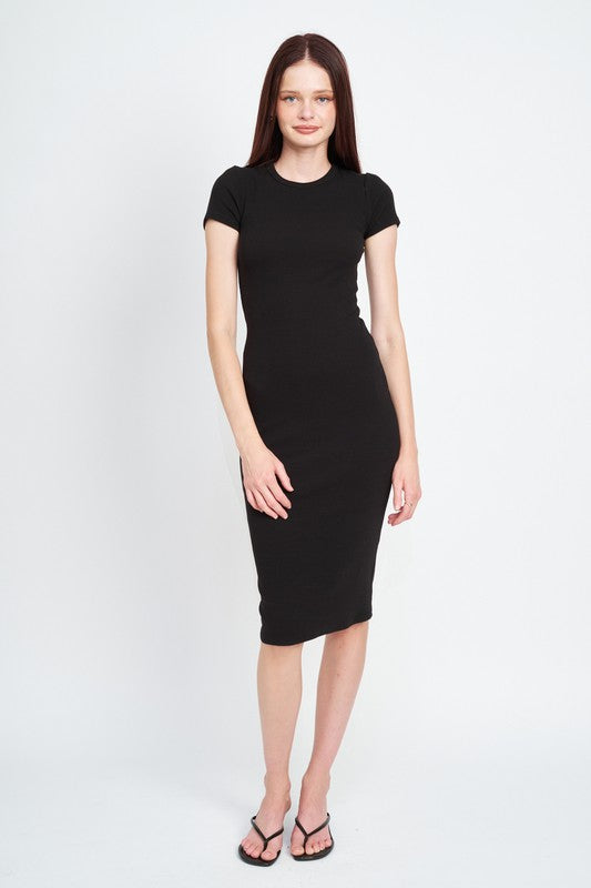 Bodycon Short Sleeve Midi Dress