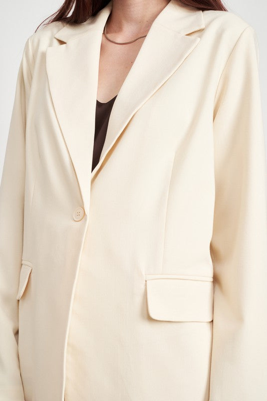 Oversized Cut-Edge Detail Blazer