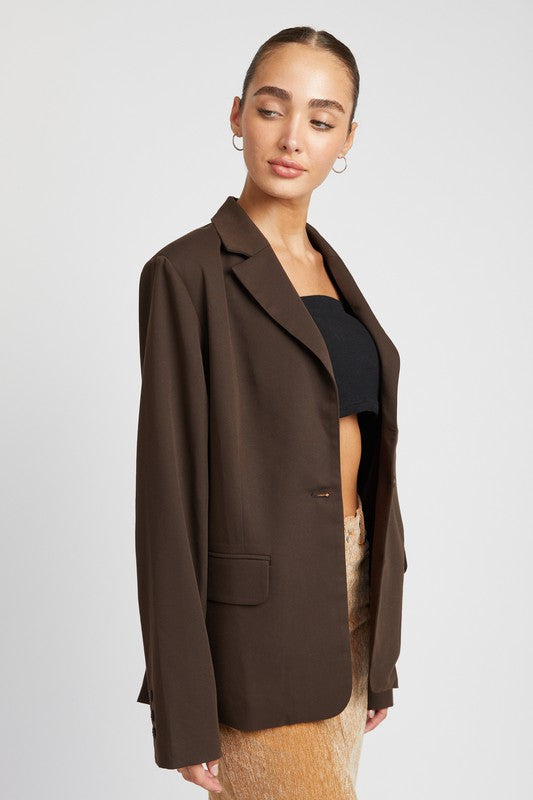 Oversized Cut-Edge Detail Blazer