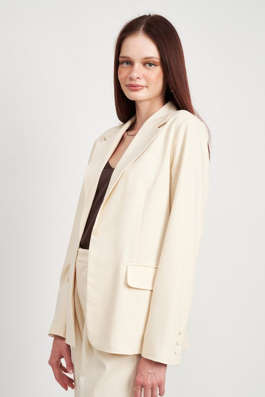 Oversized Cut-Edge Detail Blazer