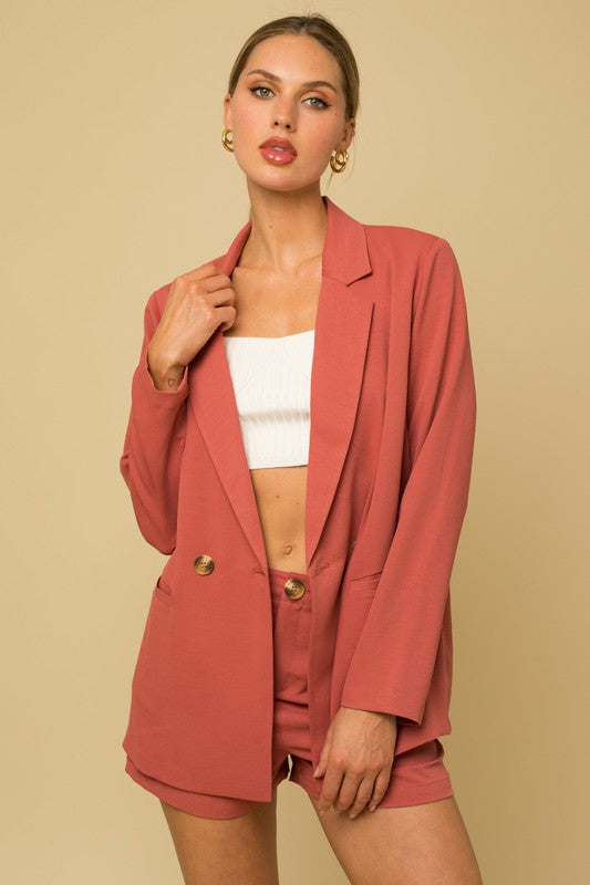 Coral Double Breasted Blazer