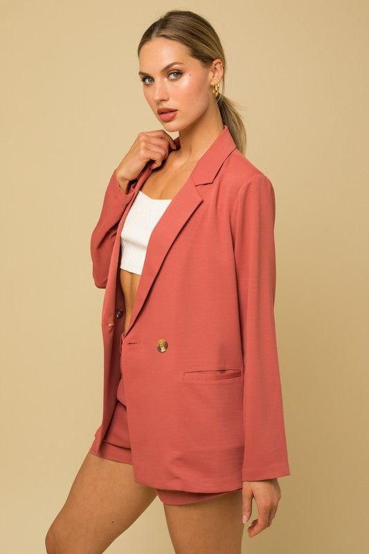 Coral Double Breasted Blazer