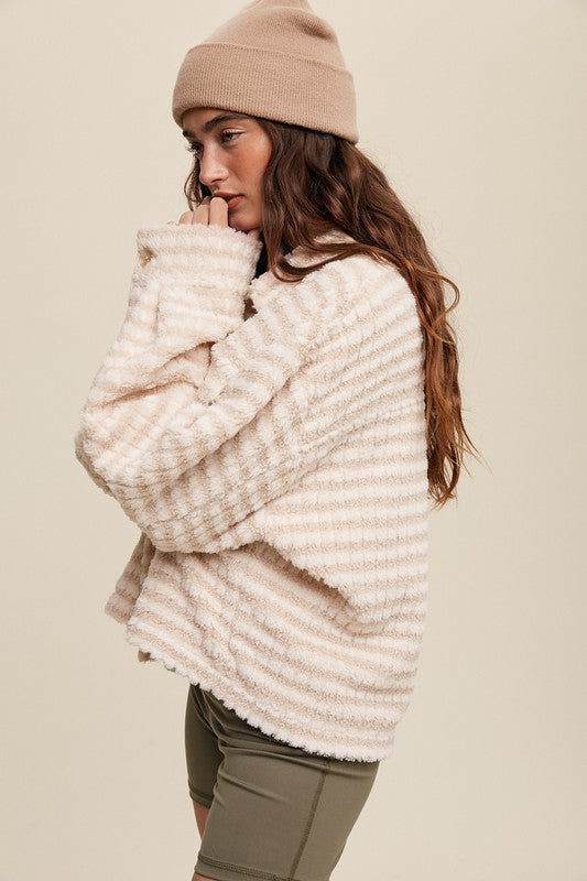 Cream Plaid Fleece Shacket