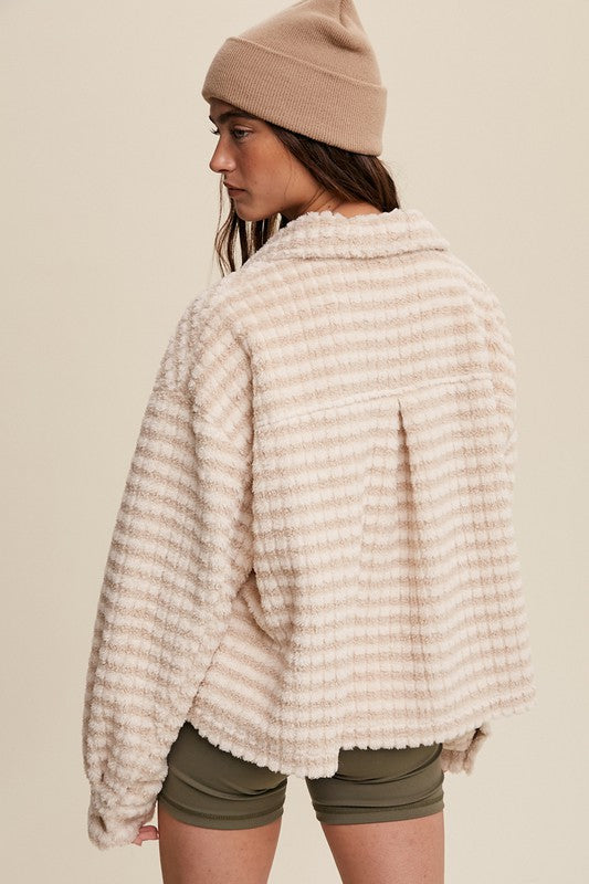 Cream Plaid Fleece Shacket