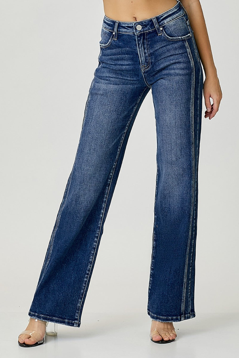 Mid Rise Straight Jeans