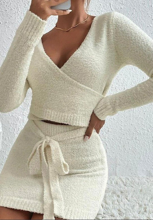 Fuzzy Sweater Skirt Set