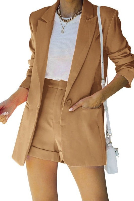 Two Piece Blazer and Shorts Set