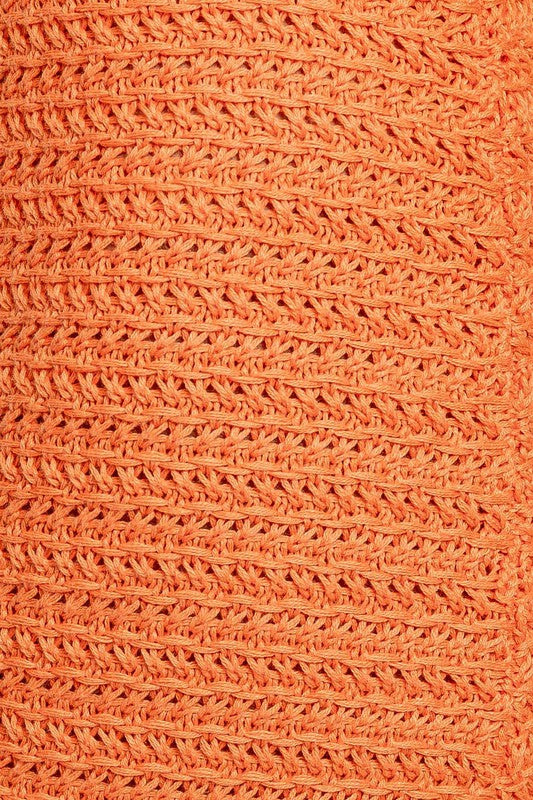 Square Neck Sleeveless Crochet Midi Dress