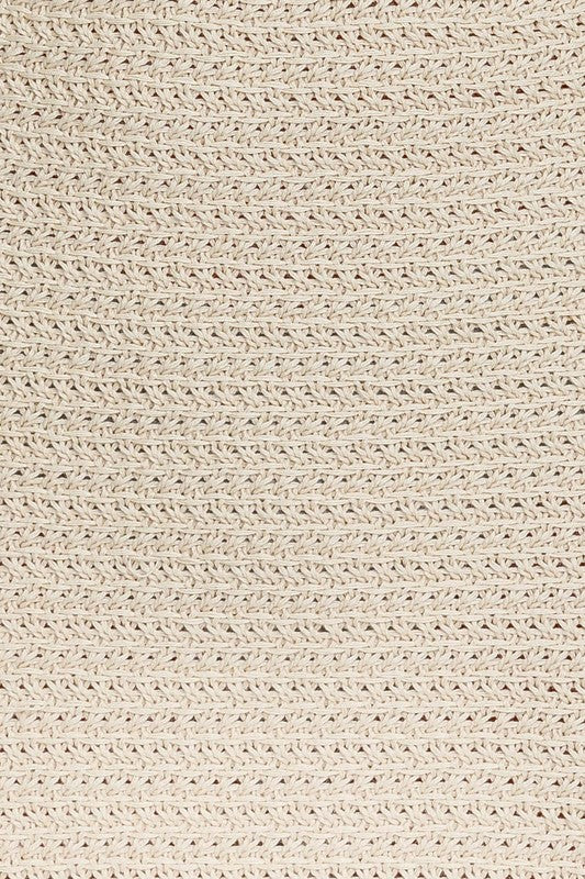 Square Neck Sleeveless Crochet Midi Dress