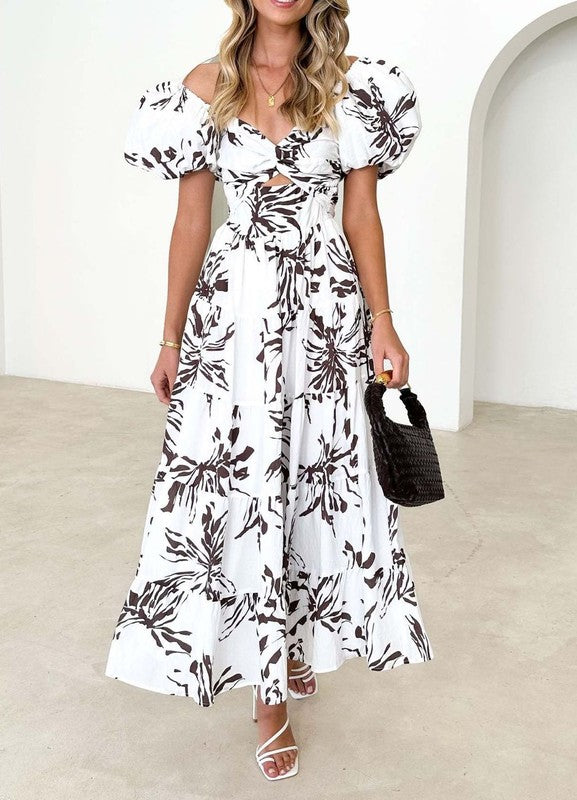 Luxe Elegant Puff Sleeve Maxi Dress