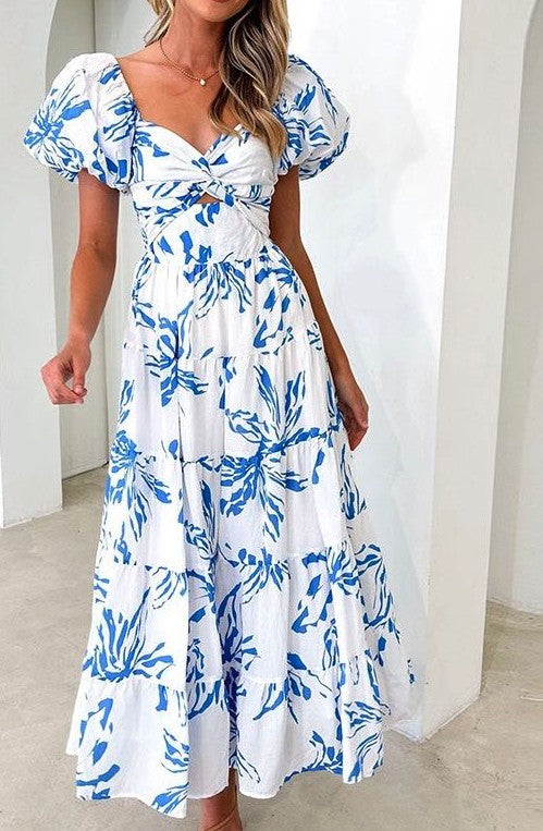 Luxe Elegant Puff Sleeve Maxi Dress