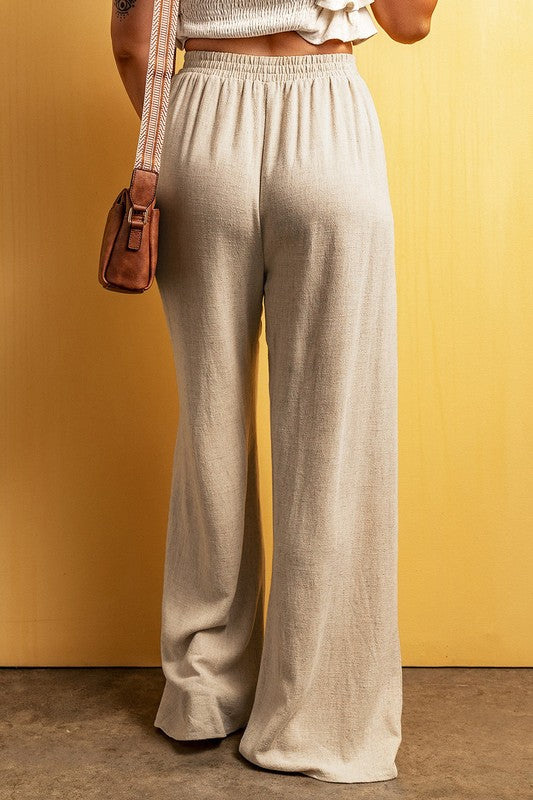 Sandstone Luxe Wide-Leg Linen Pants