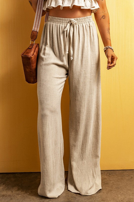Sandstone Luxe Wide-Leg Linen Pants