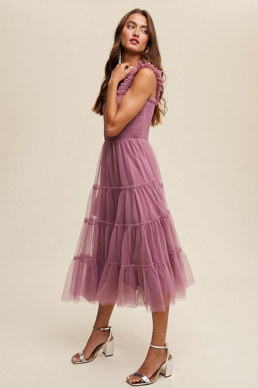Enchanted Tiered Tulle Midi Maxi Dress