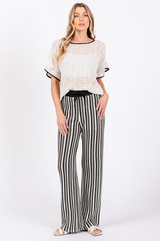 See-Through Stripe Knit Pants