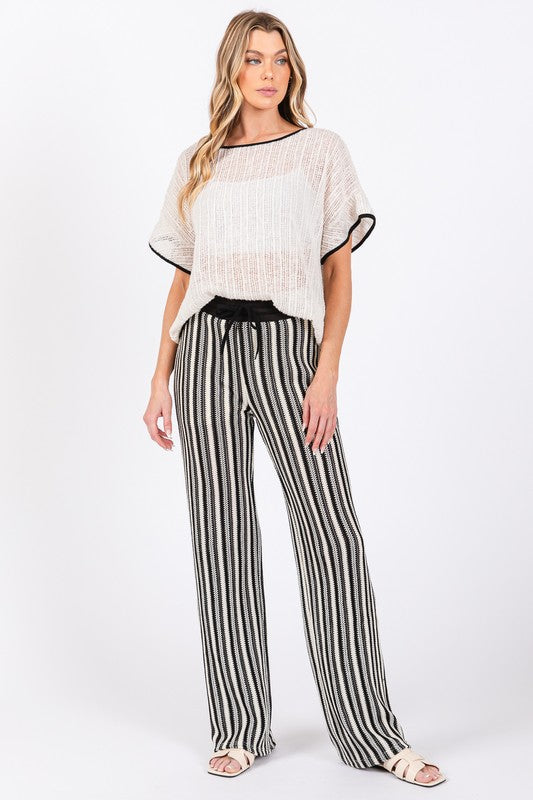 See-Through Stripe Knit Pants