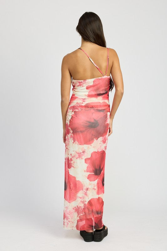 One Shoulder Ruched Maxi Dress