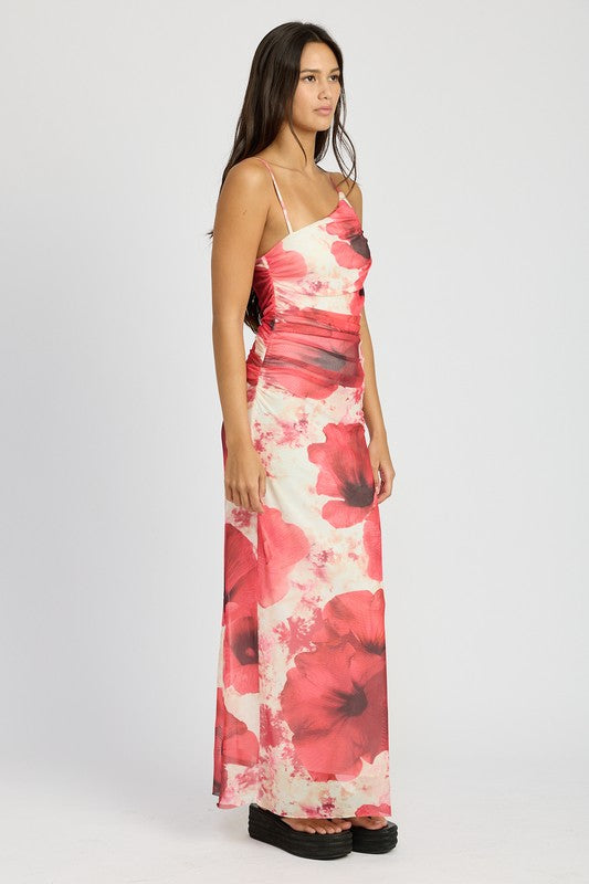 One Shoulder Ruched Maxi Dress